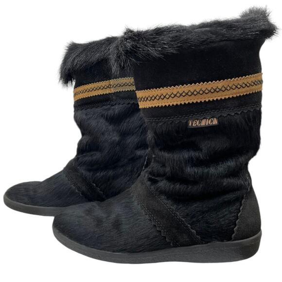 Tecnica Apres Winter Ski Boots Black Pony Hair & Goat Fur Shearling Lining Snow - Picture 7 of 12